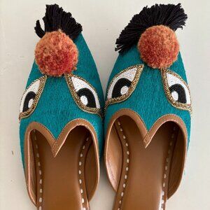 Disney x Figue Jasmine Slides Peacock Blue Size 9 🦚